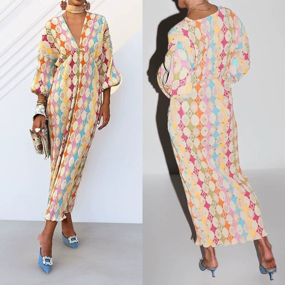 ZARA Trendy Fall Printed Collar Elegant Maxi Dress